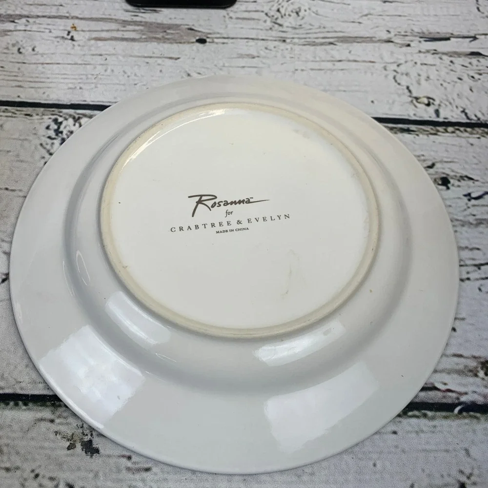 Rosanna Dessert Plates‎ Set of 4 Dessert Heart Design Striped Border 9 inch